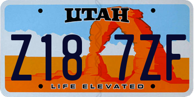 UT license plate Z187ZF