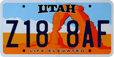 UT license plate Z188AF