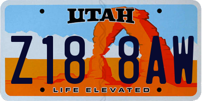 UT license plate Z188AW