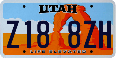 UT license plate Z188ZH