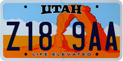 UT license plate Z189AA