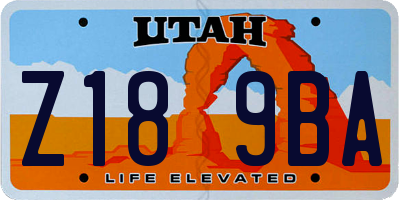 UT license plate Z189BA