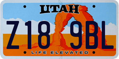 UT license plate Z189BL
