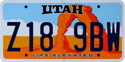 UT license plate Z189BW