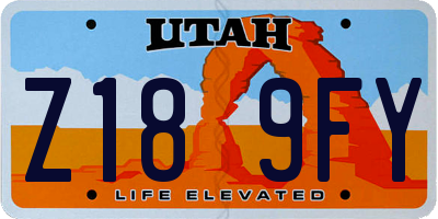 UT license plate Z189FY
