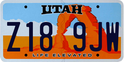 UT license plate Z189JW