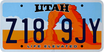 UT license plate Z189JY