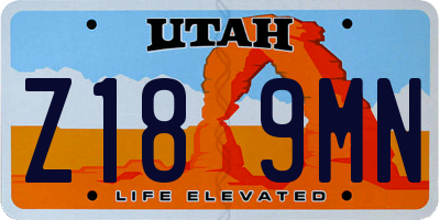 UT license plate Z189MN