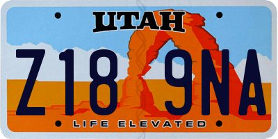 UT license plate Z189NA