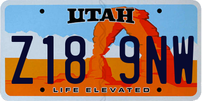 UT license plate Z189NW