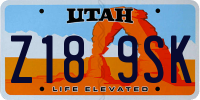 UT license plate Z189SK