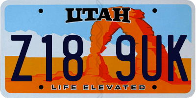 UT license plate Z189UK