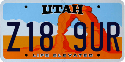 UT license plate Z189UR