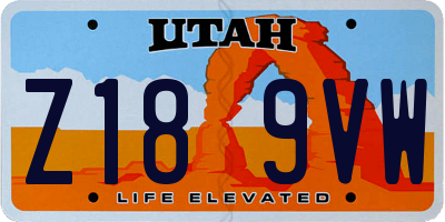 UT license plate Z189VW