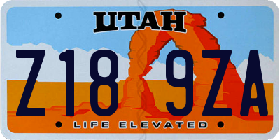 UT license plate Z189ZA