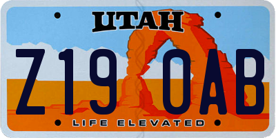 UT license plate Z190AB