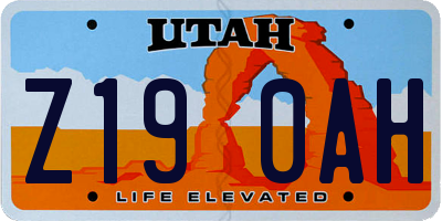 UT license plate Z190AH