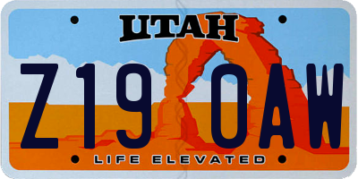 UT license plate Z190AW
