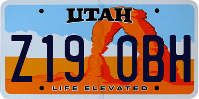 UT license plate Z190BH