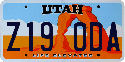 UT license plate Z190DA