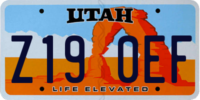 UT license plate Z190EF