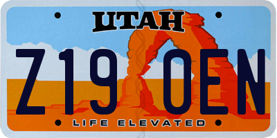 UT license plate Z190EN