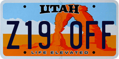 UT license plate Z190FF
