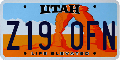 UT license plate Z190FN