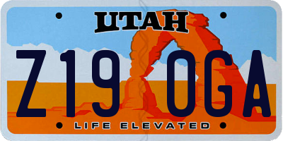 UT license plate Z190GA