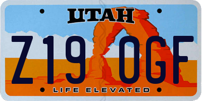 UT license plate Z190GF