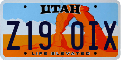 UT license plate Z190IX
