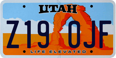 UT license plate Z190JF
