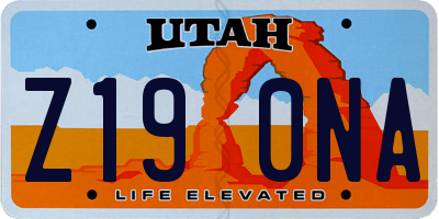 UT license plate Z190NA
