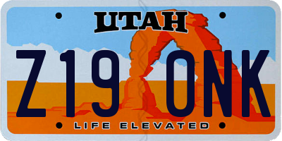 UT license plate Z190NK