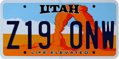 UT license plate Z190NW