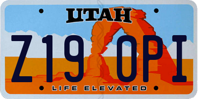 UT license plate Z190PI