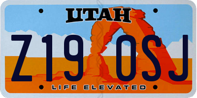 UT license plate Z190SJ