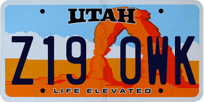 UT license plate Z190WK