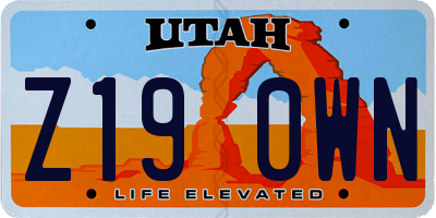 UT license plate Z190WN