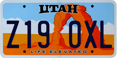 UT license plate Z190XL