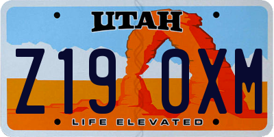 UT license plate Z190XM