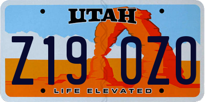 UT license plate Z190ZO