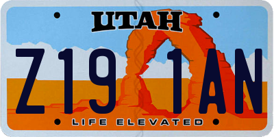 UT license plate Z191AN