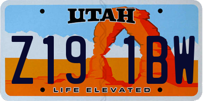 UT license plate Z191BW