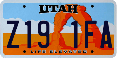 UT license plate Z191FA