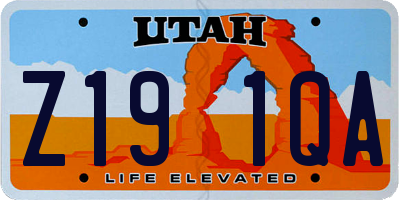 UT license plate Z191QA