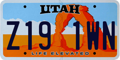 UT license plate Z191WN