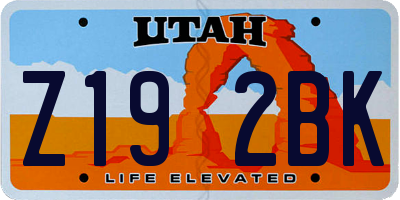 UT license plate Z192BK