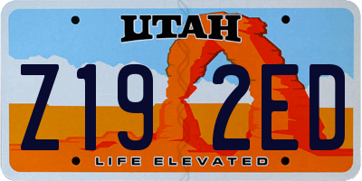 UT license plate Z192ED