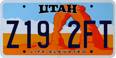 UT license plate Z192FT
